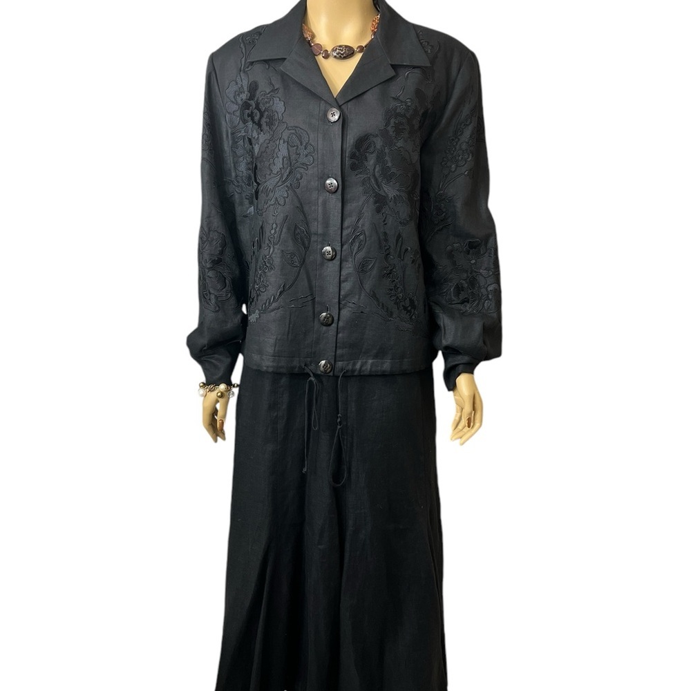 Paired Ellen Tracy Jacket W/ Lauren Ralph Lauren Flared Skirt Both 100% Linen